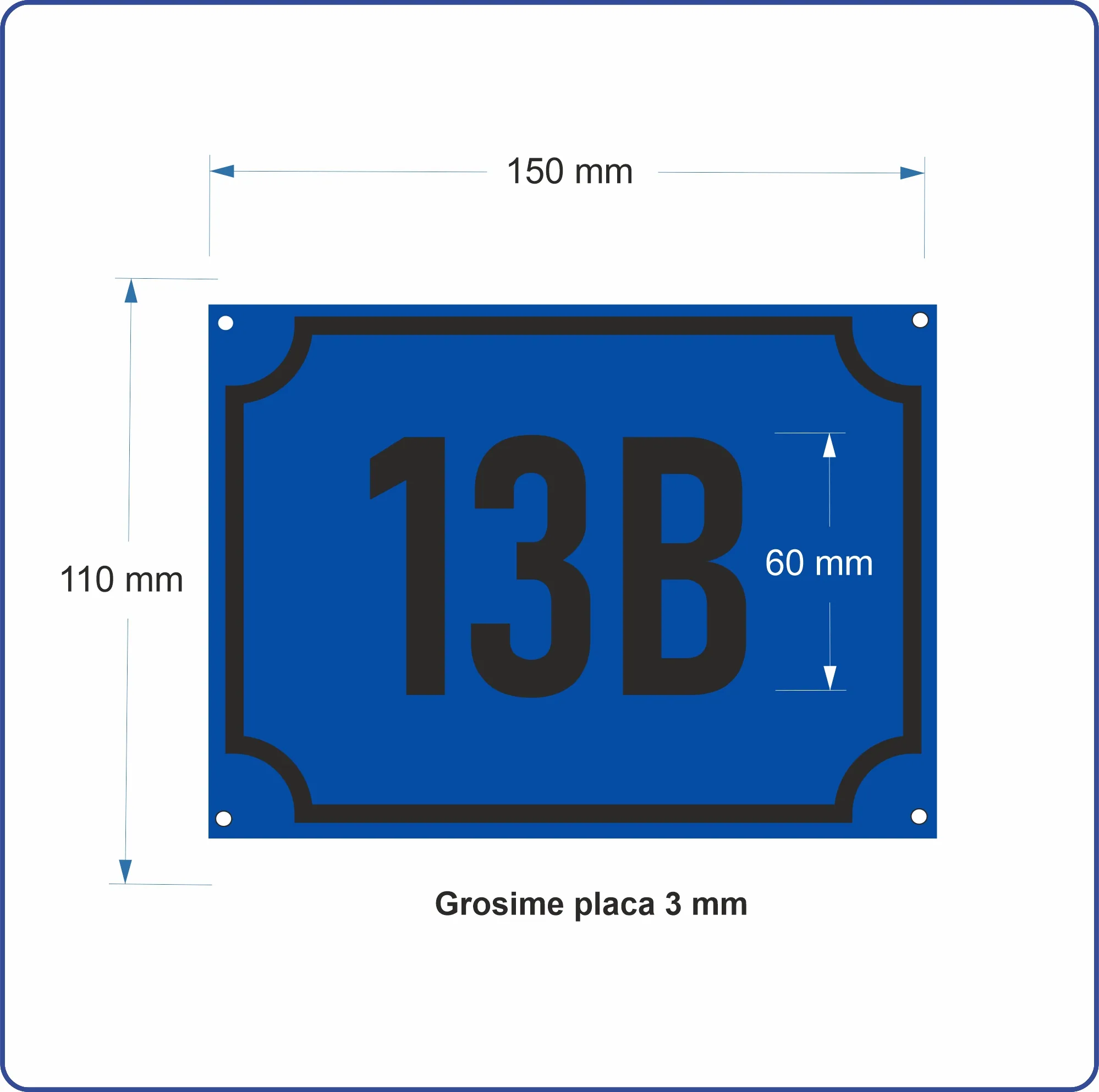 Plăcuță numar casa din bond albastru 150x110 mm minim 10 buc - imagine 2