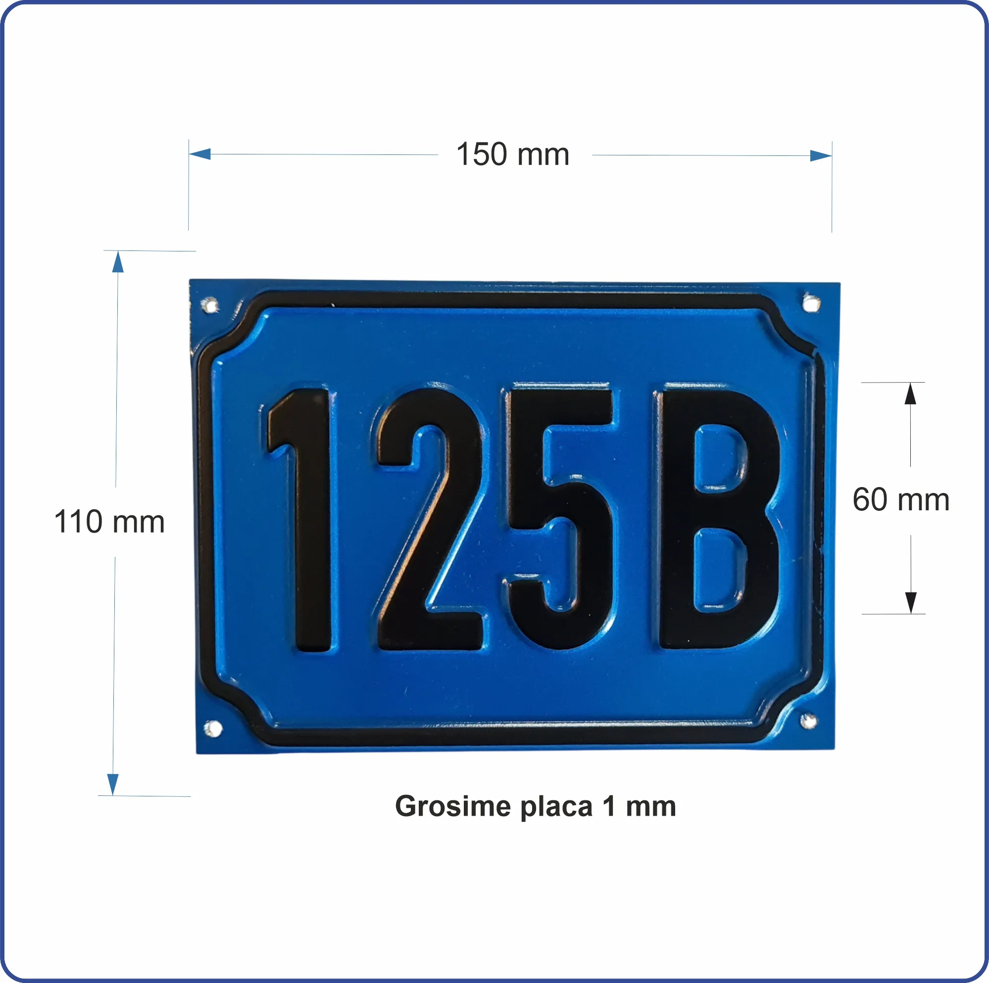 Plăcuță numar casa din aluminiu embosat cu folie reflectorizanta 150x110 mm - imagine 2
